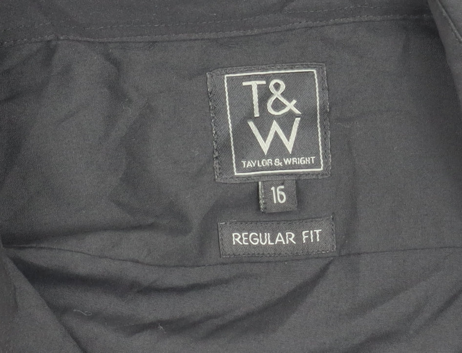 Taylor & Wright Men's Black Regular Fit Shirt, Size 16