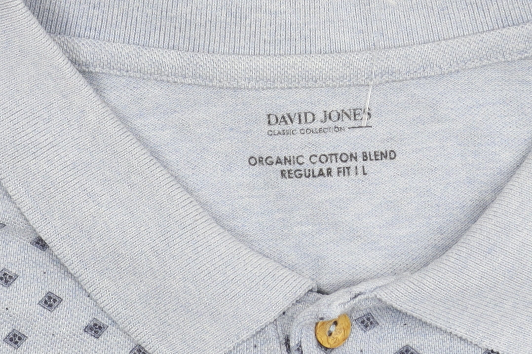 David Jones Men's Blue Cotton Blend Polo Shirt L