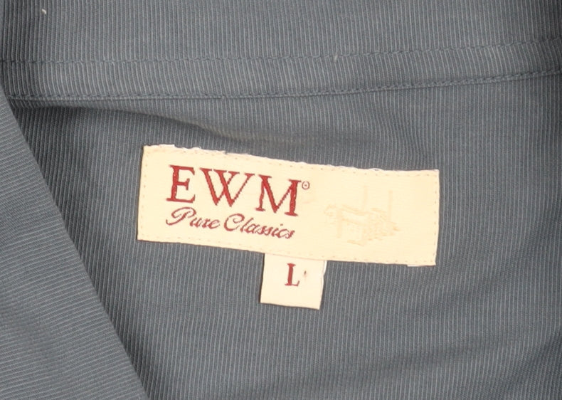 EWM Men's Blue Short Sleeve Button-Up Shirt L