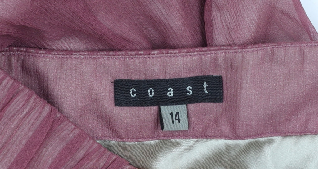 Coast Women's Pink Long Silk Strapless Dress Size 14