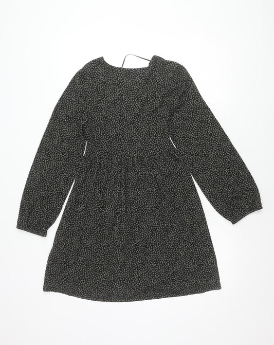 Pull & Bear Women’s Black XS Floral V-Neck Dress