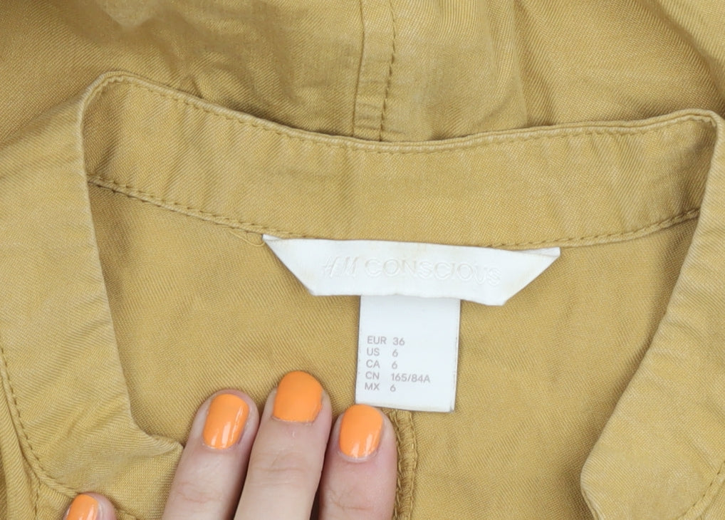 Womens UK Size 8 H&M Yellow Button-Up