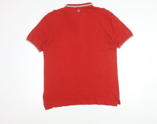 Duck and Cover Men's Red Polo Shirt L Cotton Logo