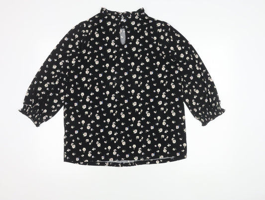 Womens UK Size M Oasis Black Basic Blouse