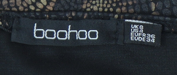 boohoo Black Animal Print Bodysuit - Women Size 8