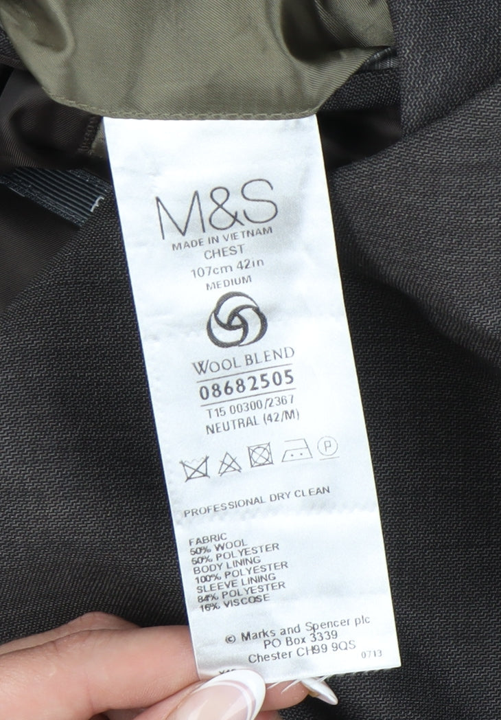 Marks and Spencer Men's Grey Blazer Jacket 42 Regular Fit