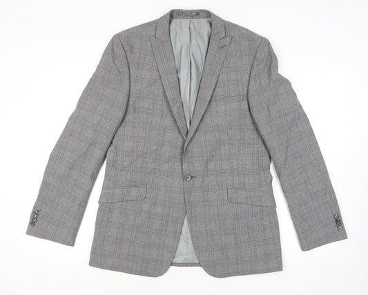 Limehaus Men's Grey Check Long Blazer Size 42