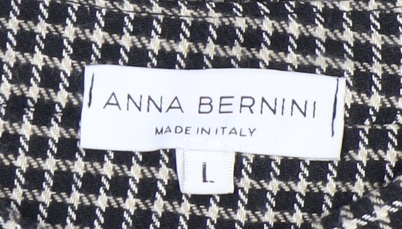 Anna Bernini Women's Black Check Shirt Dress L