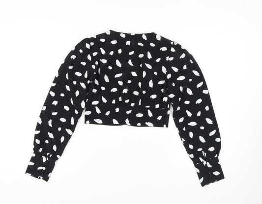 Miss Selfridge Women's Black Polka Dot Cropped Blouse