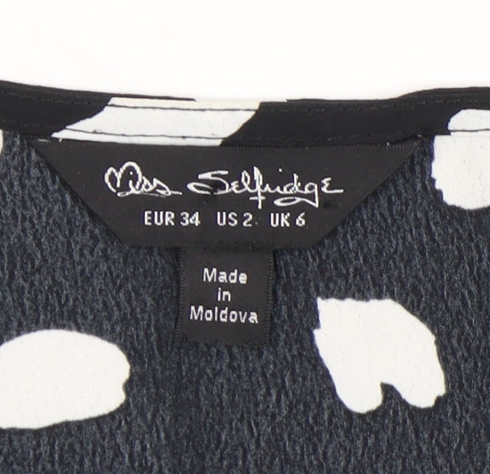 Miss Selfridge Women's Black Polka Dot Cropped Blouse