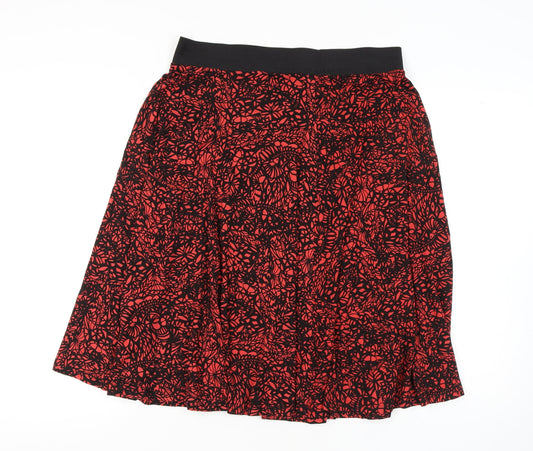 Marks and Spencer Women's Red A-Line Floral Skirt Size 14