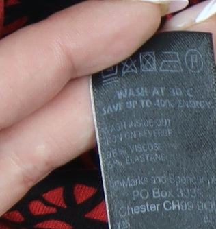 Marks and Spencer Women's Red A-Line Floral Skirt Size 14