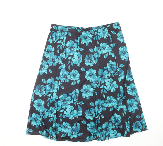 Bonmarché Women's Blue Floral A-Line Knee Length Skirt