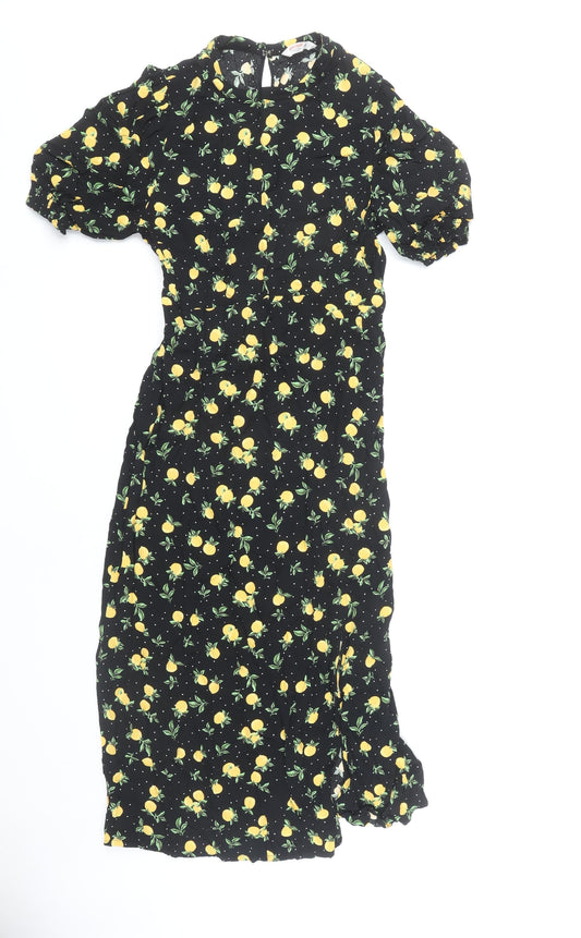 John Lewis Women's Black Midi A-Line Dress, Size 14