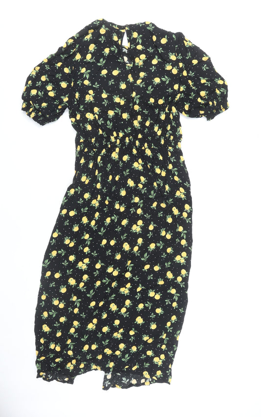 John Lewis Women's Black Midi A-Line Dress, Size 14