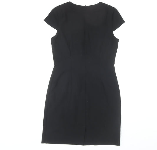 H&M Women's Black Short Sleeve V-Neck Dress Size 10