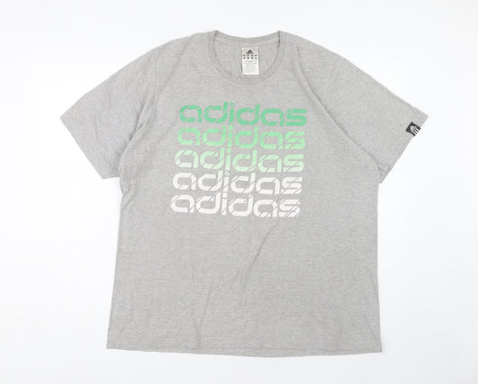Additional front view of Adidas Men's Grey Logo T-Shirt L Sports Jersey