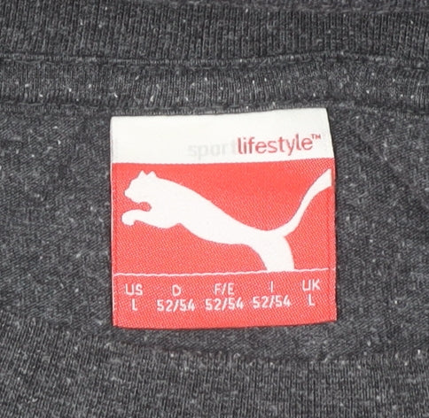 Puma Men's Grey Logo T-Shirt, Size L