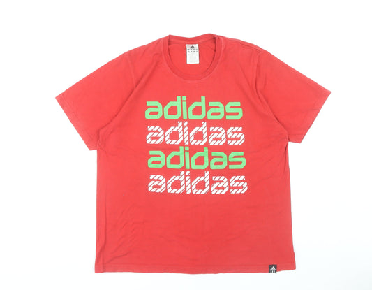 Additional front view of Adidas Men's Red Graphic Print T-Shirt, size L
