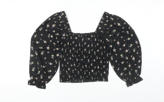 Womens UK Size M VERO MODA Black Cropped Blouse