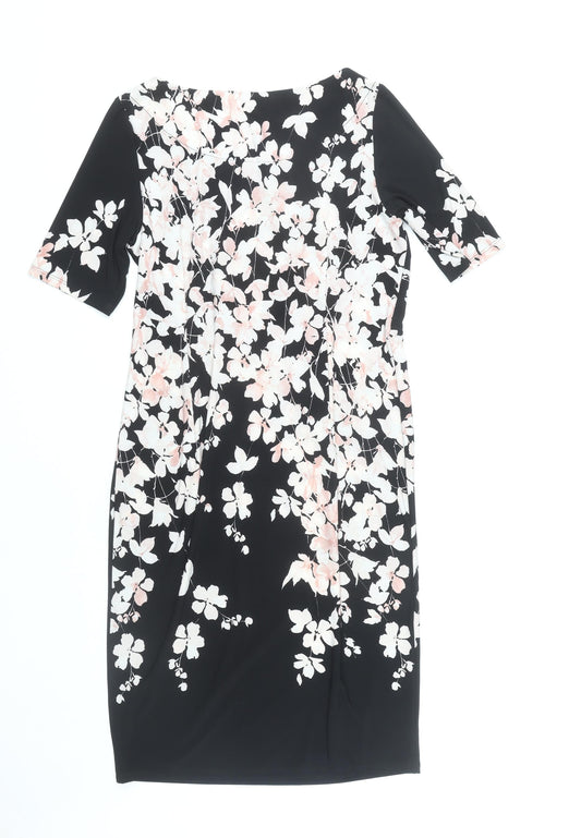 Marks and Spencer Women's Black Floral Pencil Dress Size 14