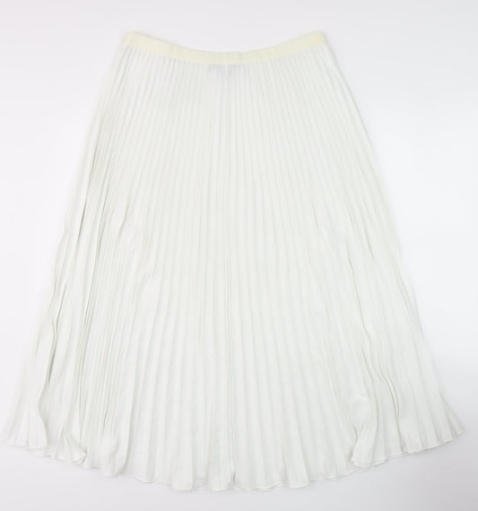 French Connection Women's White Pleated Midi Skirt - Size L