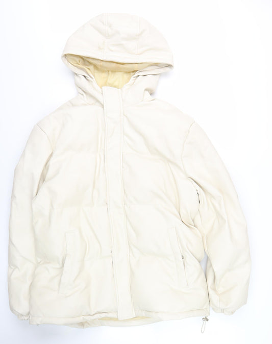 Womens UK Size 12 PRETTYLITTLETHING Ivory Puffer Jacket