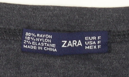 Womens UK Size 10 Zara Grey Basic T-Shirt