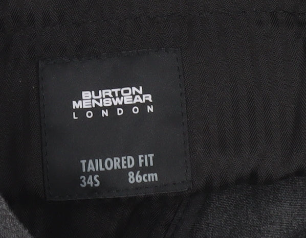 Burton Menswear Grey Dress Pants, Size 34, Tailored Fit