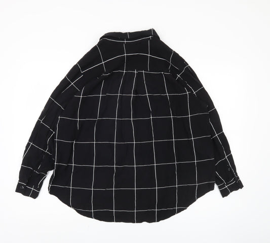 Boohoo Women's Black Check Button-Up Shirt XL