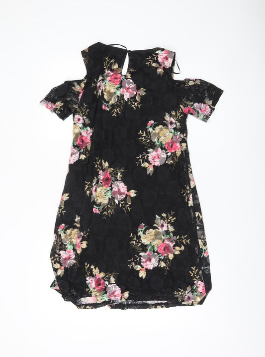 Select Women Black Floral Sheath Dress Size 14