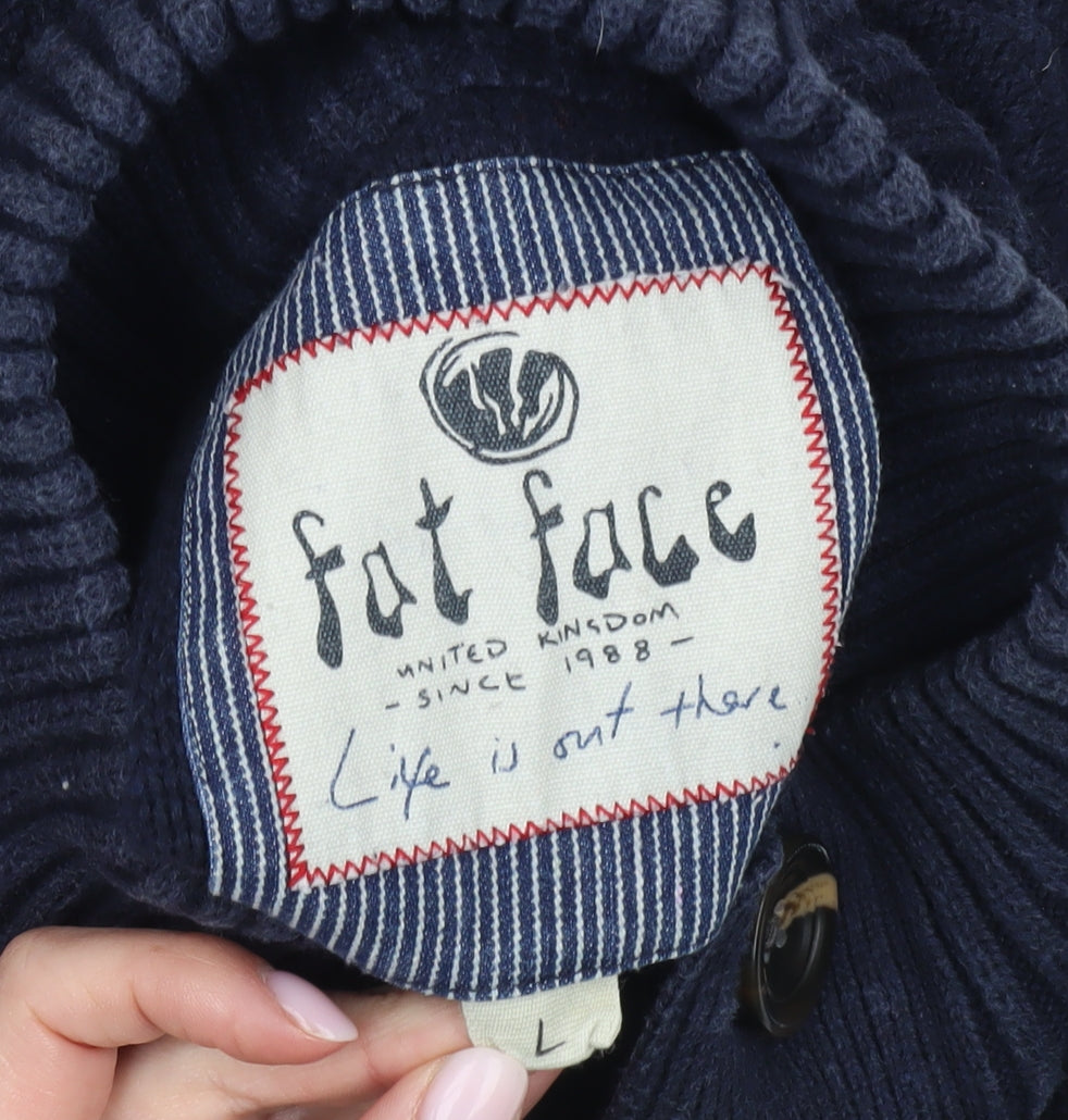 Fat Face Blue Cotton Henley Jumper for Men - Large