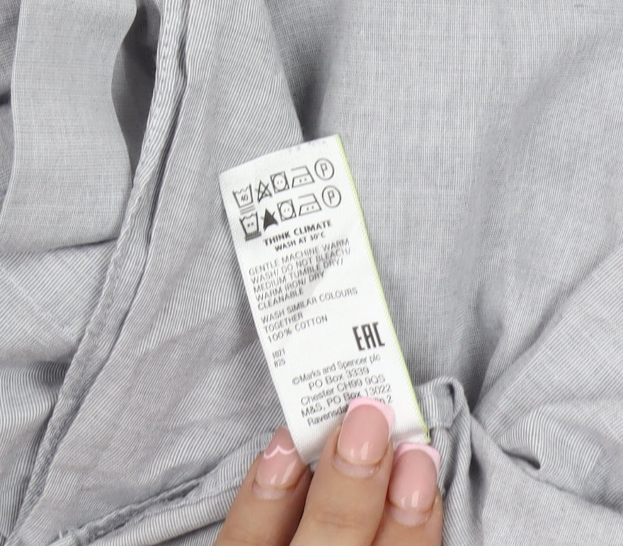 Marks and Spencer Men's Grey Long Sleeve Button-Up Shirt