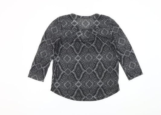 Womens UK Size 10 H&M Black Tunic Blouse