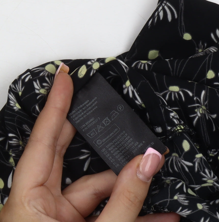 H&M Conscious Women's Black Floral Jumpsuit Size 6