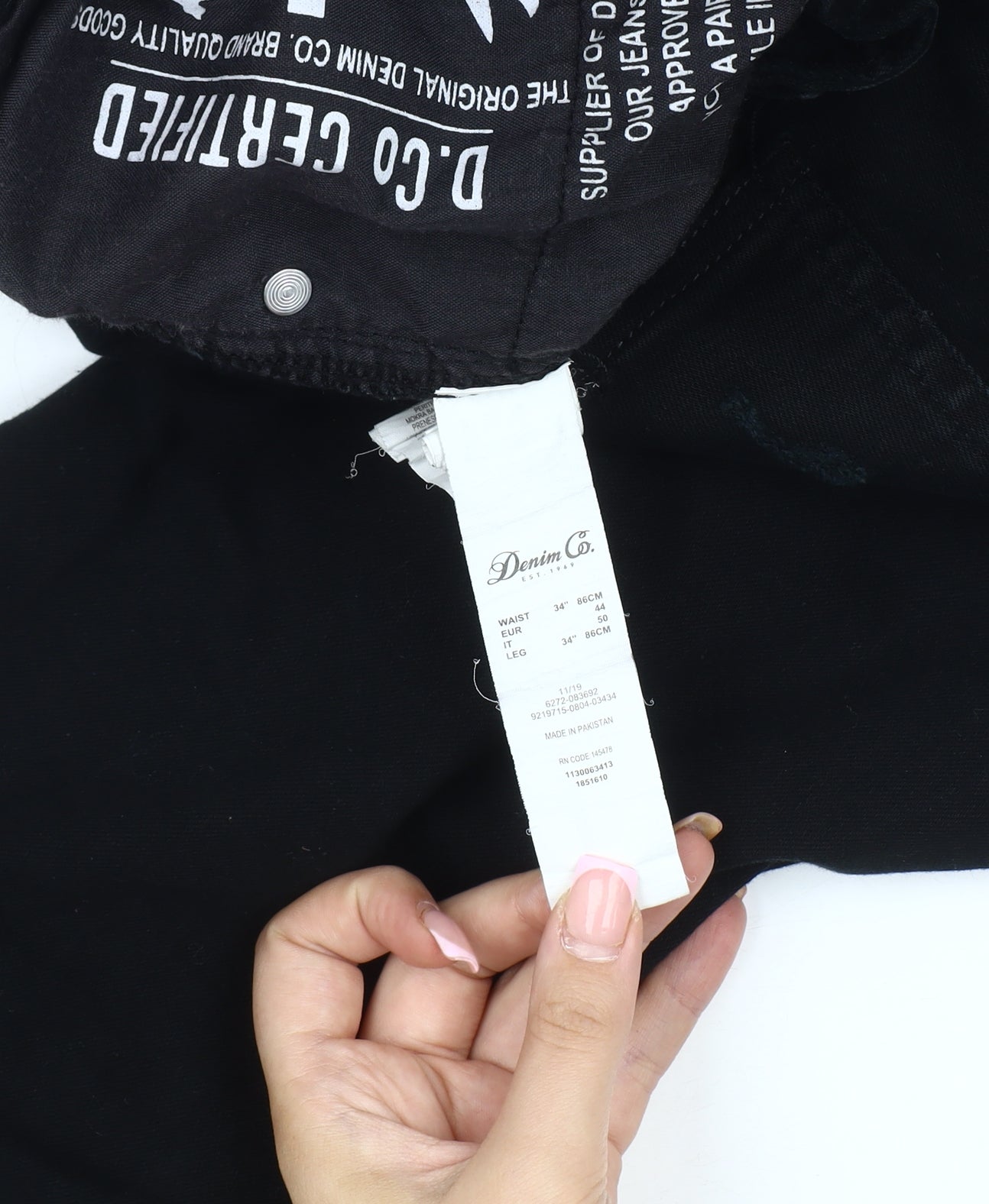 Denim Co. Men's Black Skinny Jeans, 34 Regular