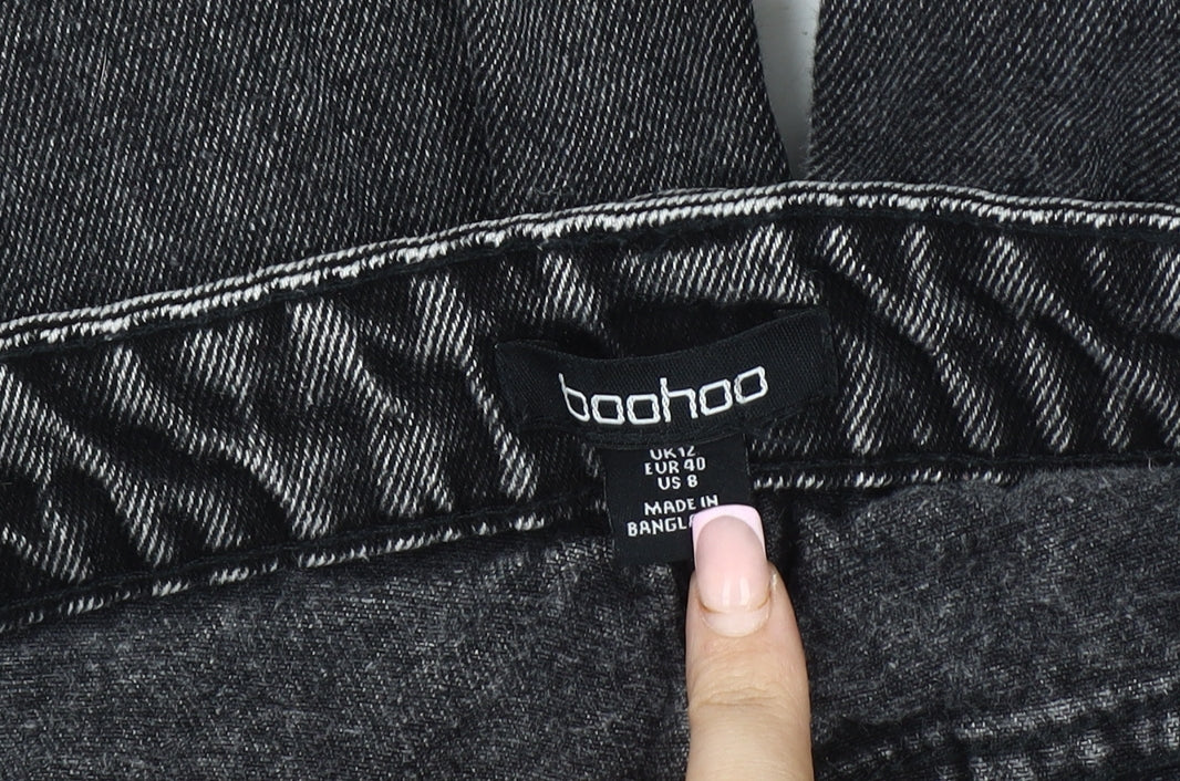 Boohoo Women's Black Straight Jeans, Size 12