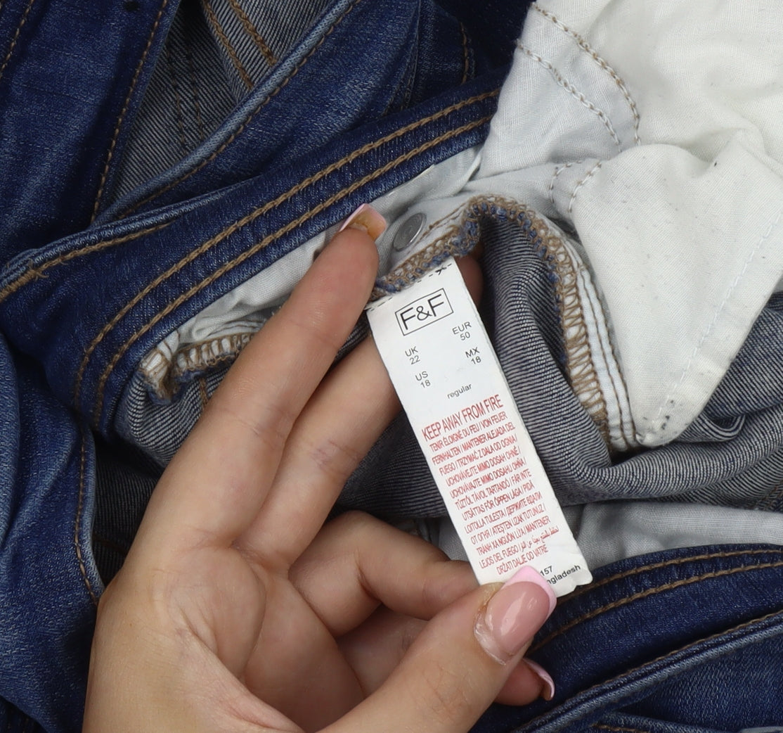 F&F Women's Blue Skinny Jeans Size 12 Distressed