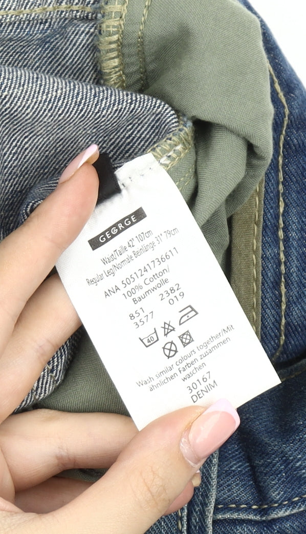 George Men’s Blue Cargo Denim Jeans Size 42