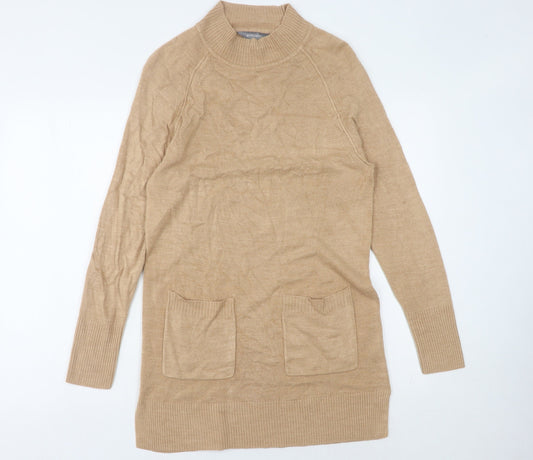 Additional front view of Principles Women's Beige Long Sleeve Shift Dress, size 10