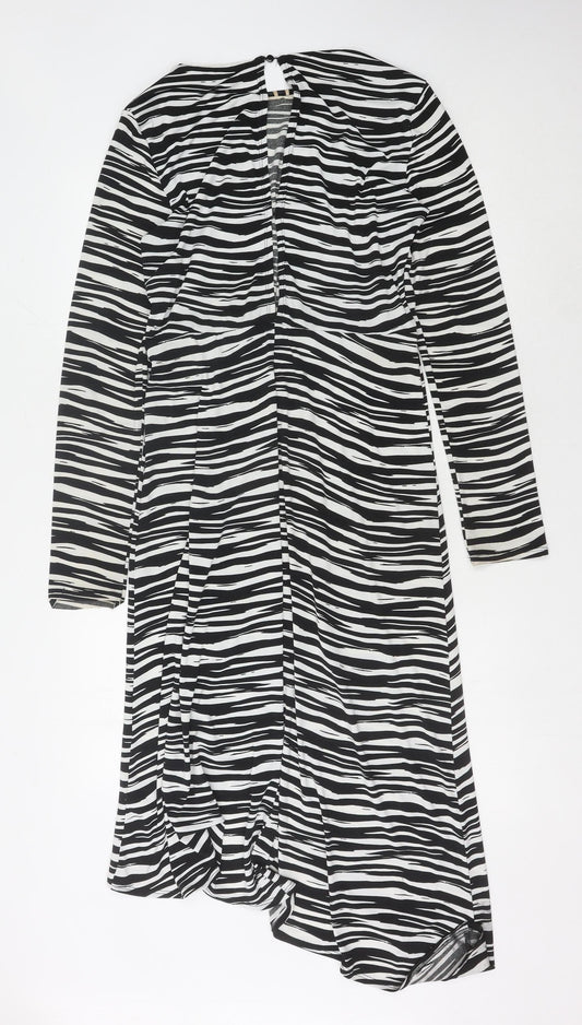 Warehouse Women's Black Asymmetric Animal Print Dress