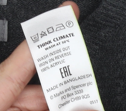 Marks and Spencer Men's Black V-Neck Pullover Jumper S