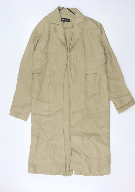 Womens UK Size 10 Warehouse Beige Overcoat