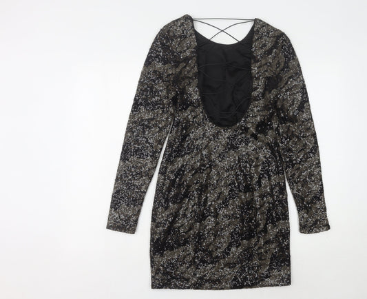 Guess Women's Black Sequin Mini Bodycon Dress Size 6