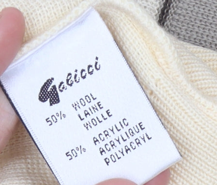 Gabicci Men's Beige V-Neck Knit Pullover Jumper XL