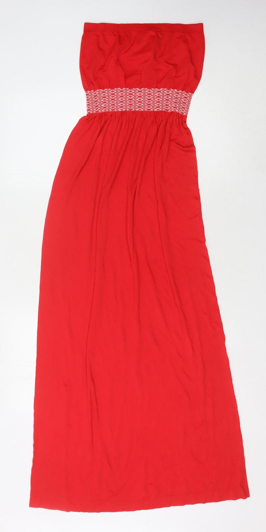 Primark Red Long Strapless Dress - Size L