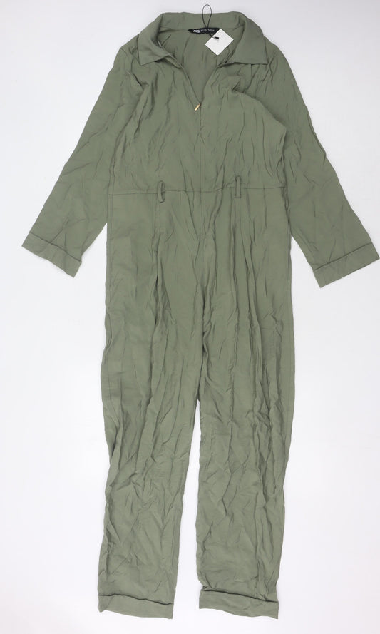 Womens UK Size Small Zara One-Piece Green Jumpsuit