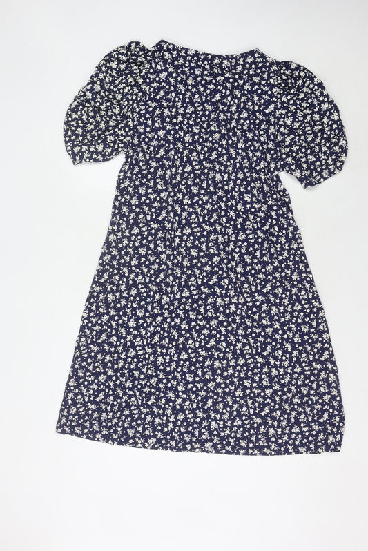 Next Women's Blue Floral Shift Dress Size 16