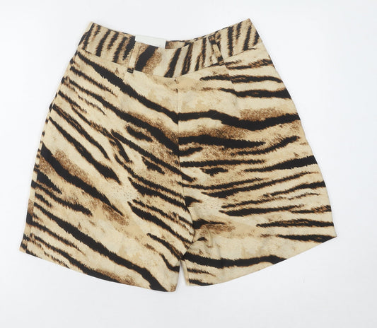 F&F Women's Beige Animal Print Shorts - Size 8