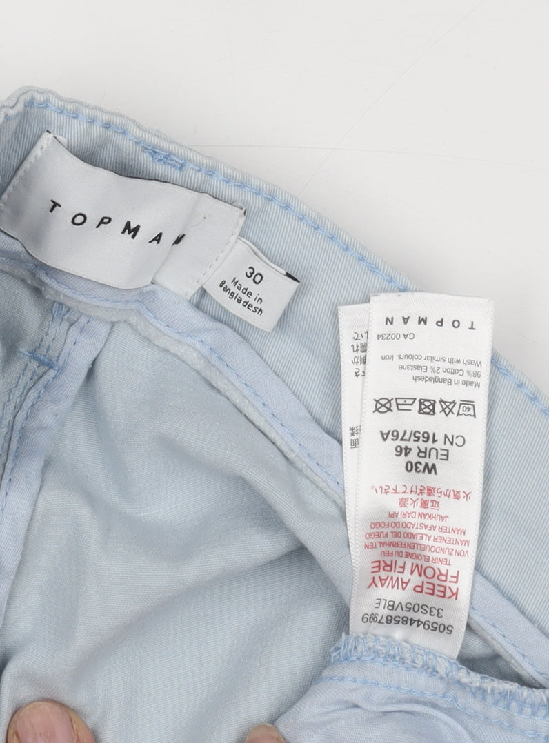 Topman Blue Chino Shorts, Men's 30